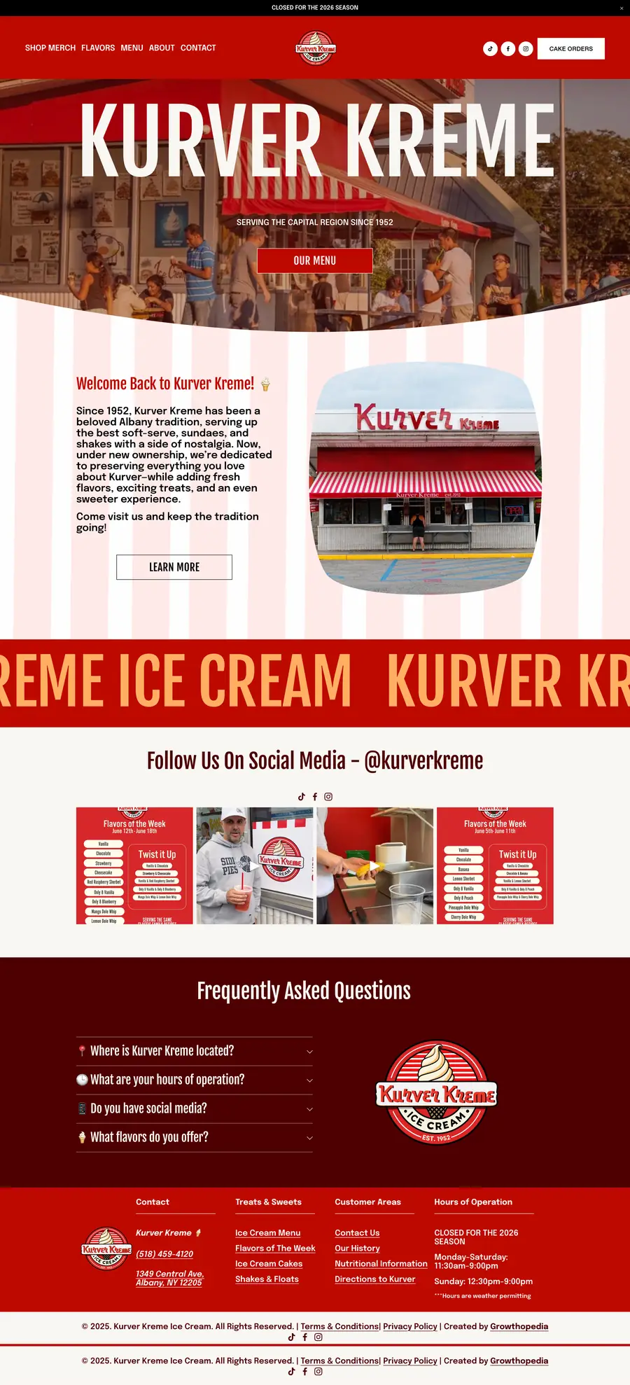Kurver Kreme website